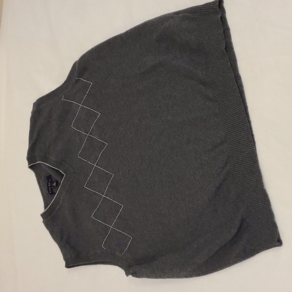 Club Room Sweater Vest Cotton Grey With Diamond Design Men's Extra Large XL